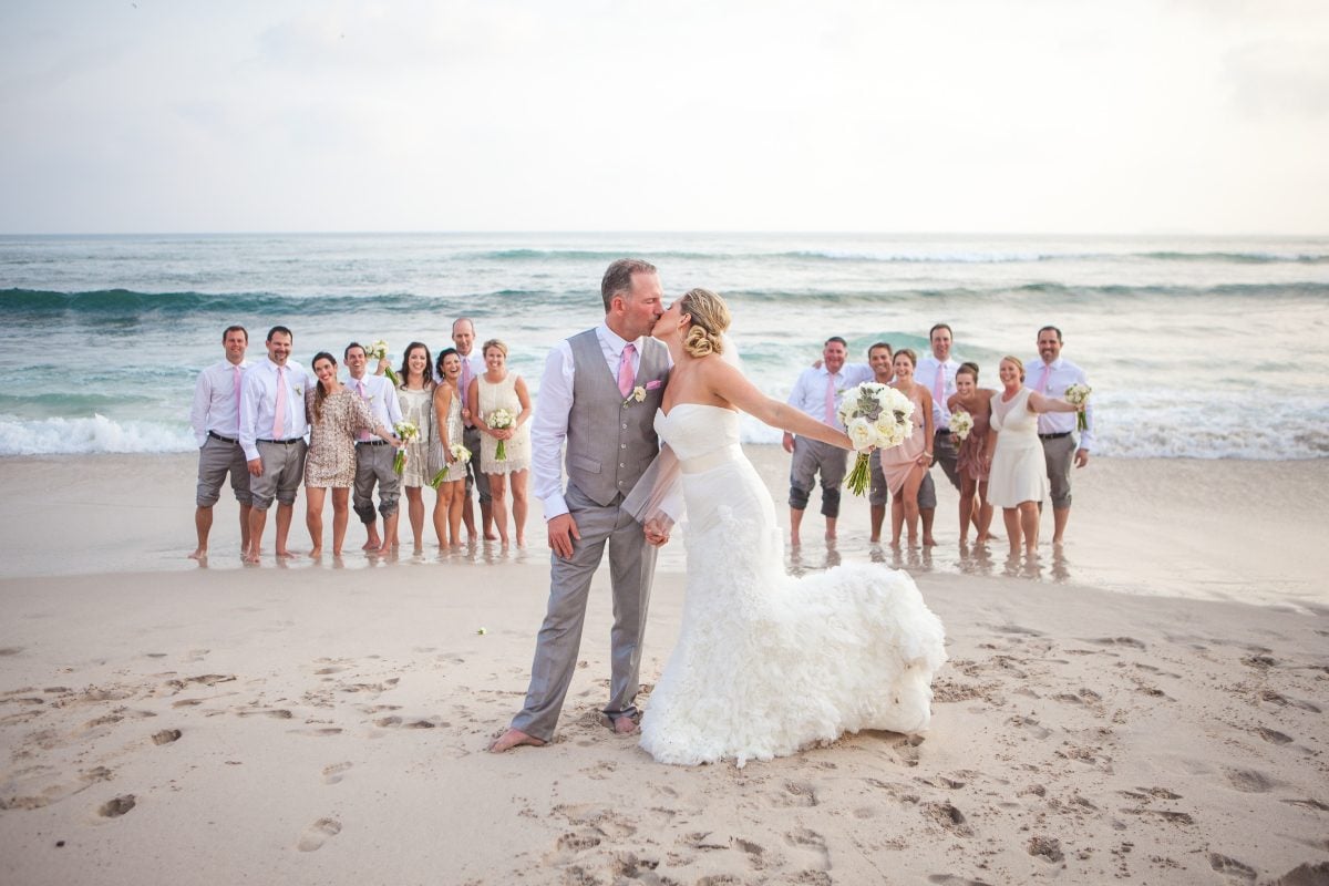 Wedding dining setup under the palapa at Casa Tres Soles, Punta Mita