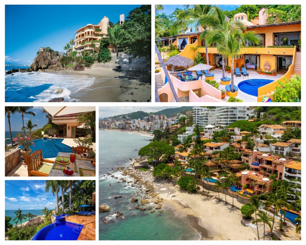 A collage of the Top 5 Beachfront Villas in Puerto Vallarta