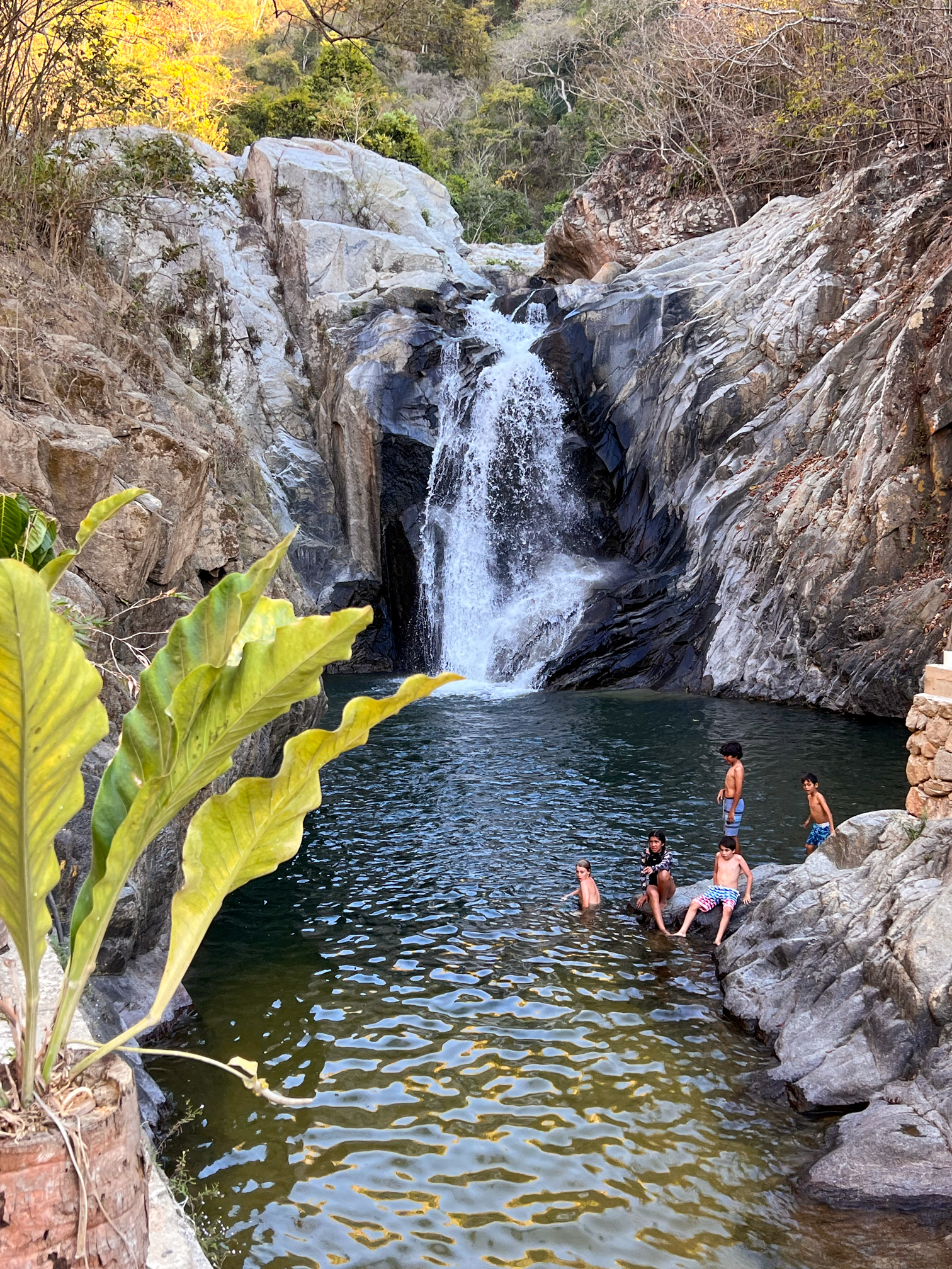Secluded waterfall and hidden beach along Puerto Vallarta's southern coast