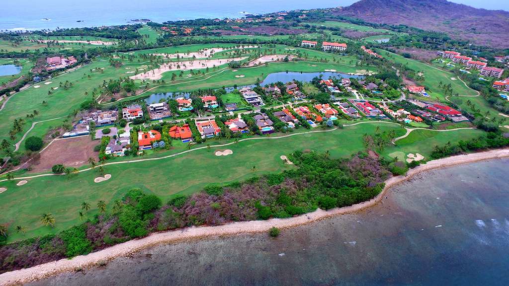 Aerial perspective of the luxurious Lagos del Mar villas, showcasing their unique designs and prime locations.
