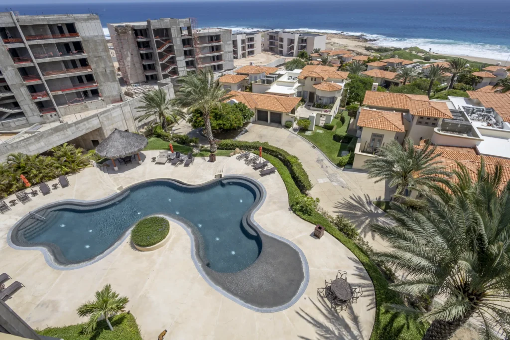 Casa Dos Soles Puerta del Sol C503 aerial view of the resort pool and grounds — Los Cabos, Mexico