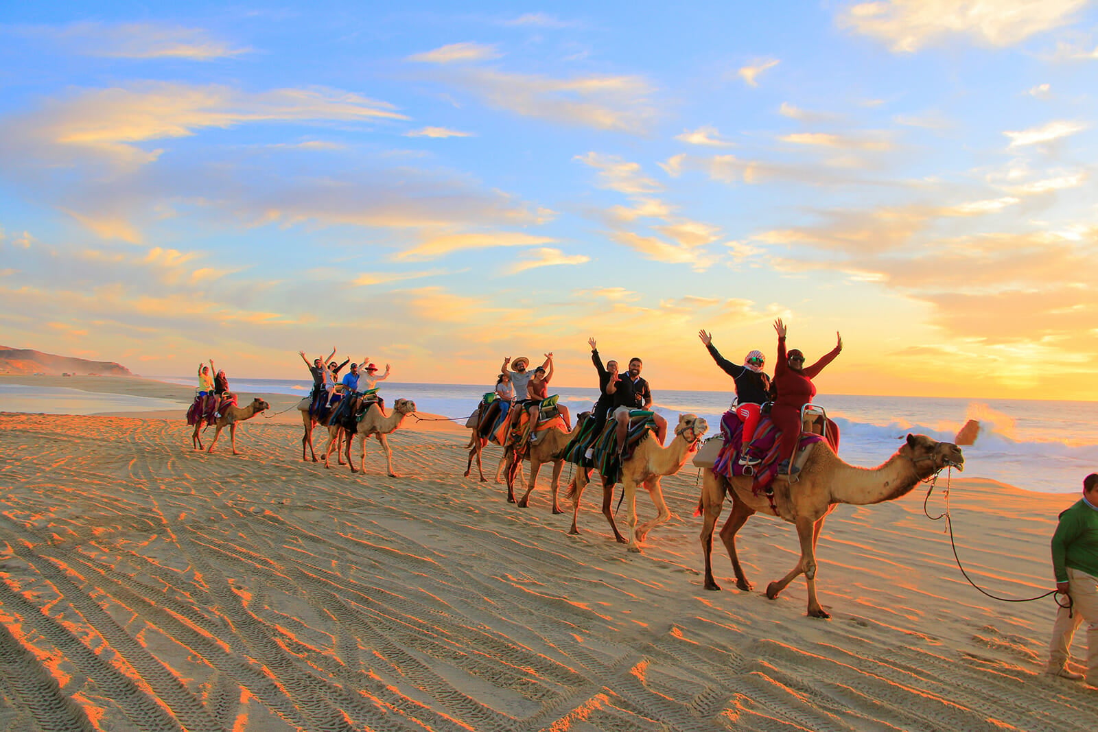Desert camel ride along Pacific beach with Mexican snacks and tequila tasting Cabo