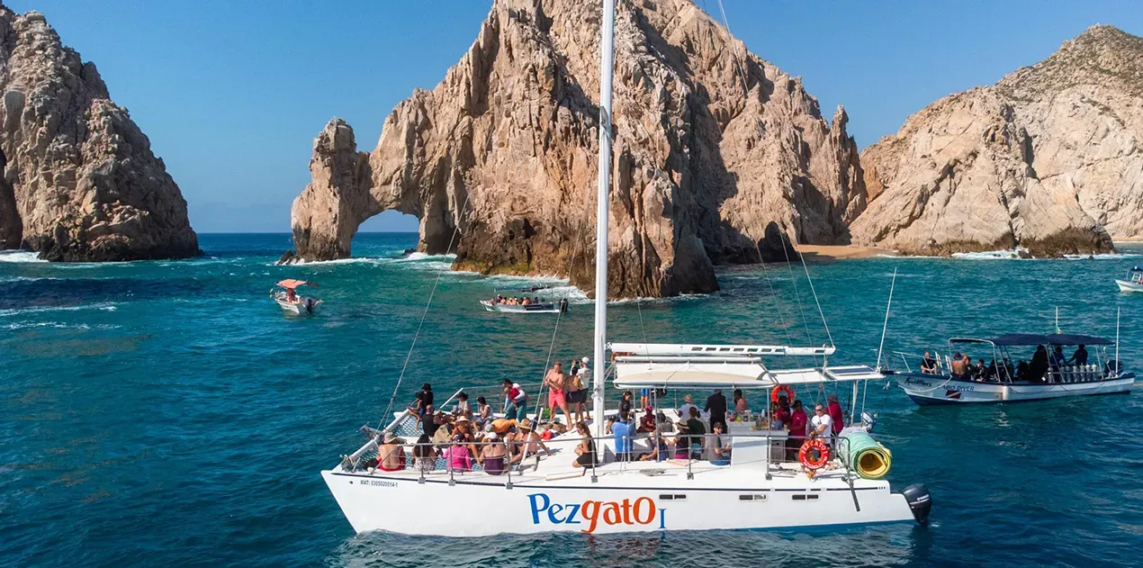El Arco natural stone arch at Lands End where the Pacific Ocean meets the Sea of Cortez Cabo San Lucas